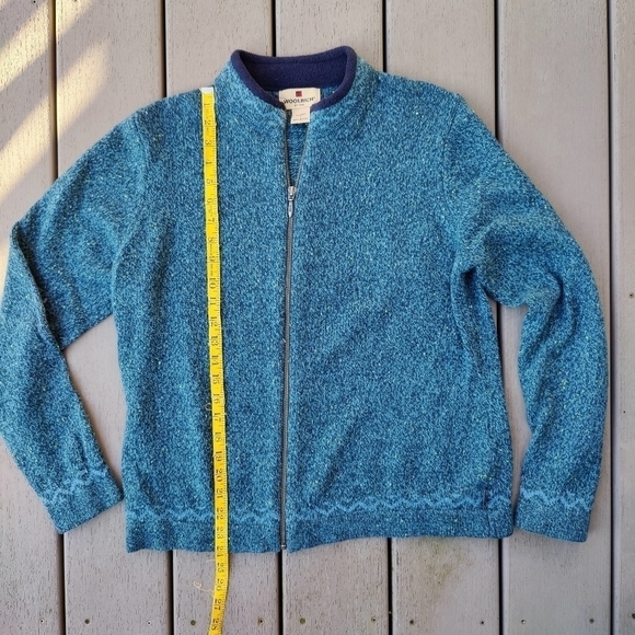 Woolrich Sweater Jacket Peacock Heather Blue Wool Blend Zip Up Womens L Large - Picture 5 of 11